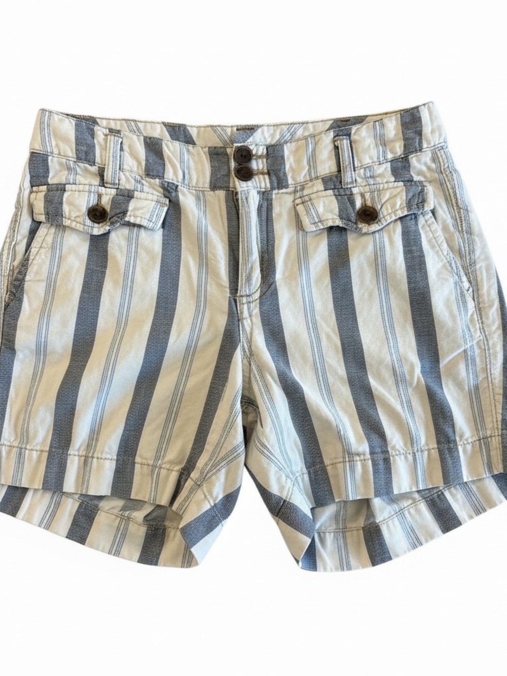 Women’s Striped Bermuda Shorts in Blue and Cream